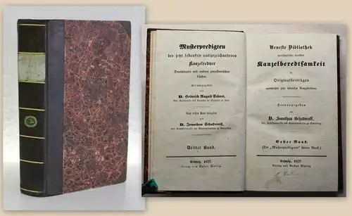 Schott Musterpredigten 3. Band 1837 Kanzelreden Christentum Protestantismus xz