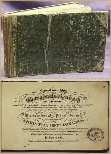 Keil Vierstimmiges Choralmelodienbuch auf 2 Systemen um 1900 Musik Kunst sf