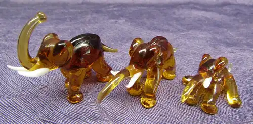 Elefantenfamilie 3 Stk - Lauscha Glasfiguren Mundgeblasen Glas Thüringen Pelikan