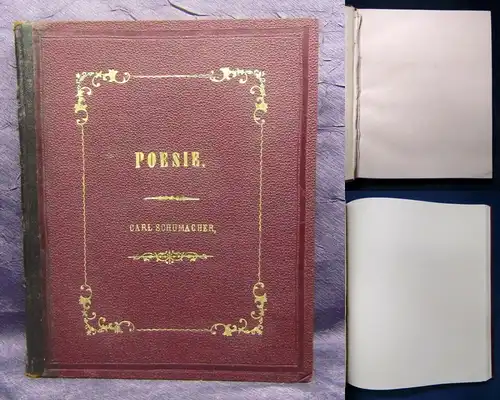 Schuhmacher Carl Poesie leeres Buch um 1860 Rundumgoldschnitt Or. Schuber js