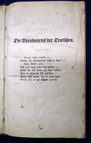 Körte Die Sprichwörter und die sprichwörtlichen Redensarten d. Deutschen 1837 js