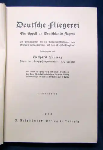 Zirwas Deutsche Fliegerei Ein Apell an Deutschlands Jugend Bildband um 1900 js