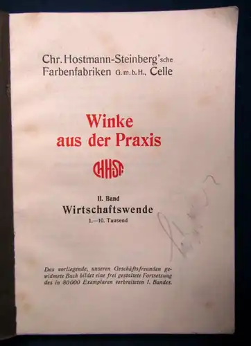 Hostmann Steinbergsche Farben-Fabriken Winke aus der Praxis Bd.2 um 1940 js