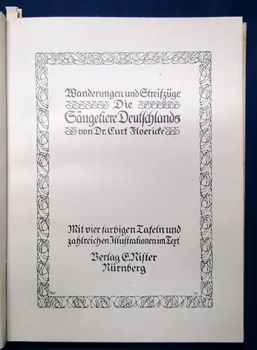 Floericke Wanderungen und Streifzüge Die Säugetiere Deutschlands o.J.  js