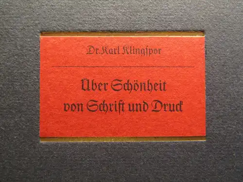 Klingspor Über Schönheit von Schrift und Druck 1949 Geschichte Erfahrung js