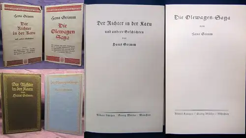 Hans Grimm 2 Bände Der Richter in der Karu, Die Olewagen- Saga um 1925  js