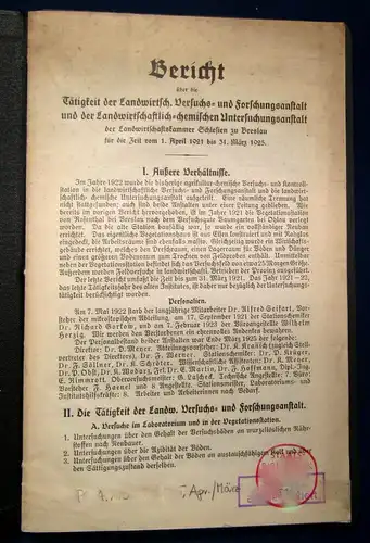 Tätigkeit Landwirtschaftl. Versuchs-u. Forschungsanstalt 1925 Laboratorium js