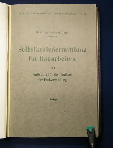 Opitz Selbstkostenermittlung für Bauarbeiten Teil 1 Preisermittlung  js