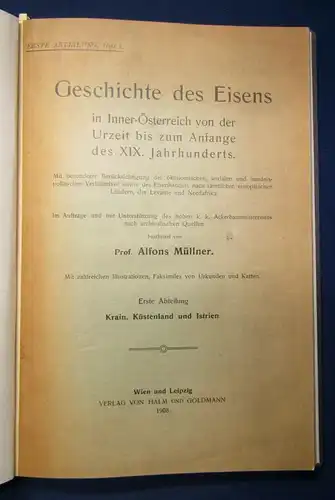 Geschichte des Eisens in Inner-Österreich Urzeit bis XIX. Jahrhunderts 1908 js