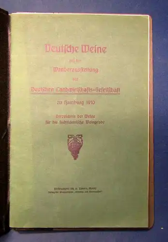 Deutsche Weine aus der Wanderausstellung d. Deutschen-Landwirts.Gesellschaft  js