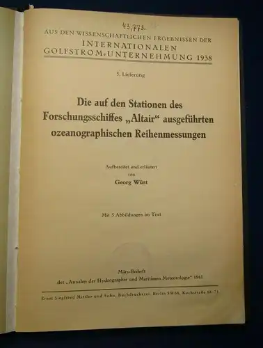 Stationen des Forschungsschiffes "Altair" ozeanographischen Reihmessungen 1941 j