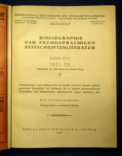 Dietrich Bibliographie der Fremdsprachigen Zeitschriftenliteratur Bd.22 1945 js