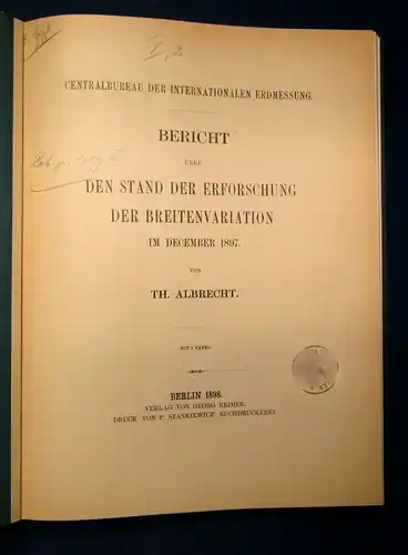 Albrecht Bericht über den Stand d. Erforschung der Breitenvariationen 1898/99 js