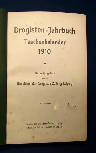 Drogisten- Jahrbuch Taschenkalender 1910 Bildband Werbung Handel Wirtschaft js