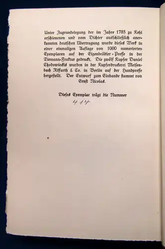 Figaro`s Hochzeit 12 Kupfer von Daniel Chodowiecki um 1925ExemplarNr. 414 js