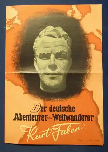 Der deutsche Abenteurer und Weltwanderer Kurt Faber Verlagswerbung um 1900 js