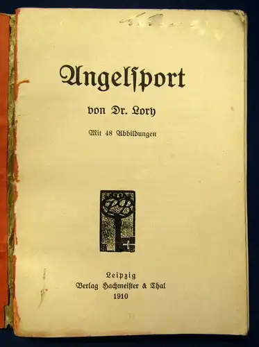 Lory Lehrmeister-Bibliothek Nr.23/24 angelsport 1910 Fischerei Hobby js