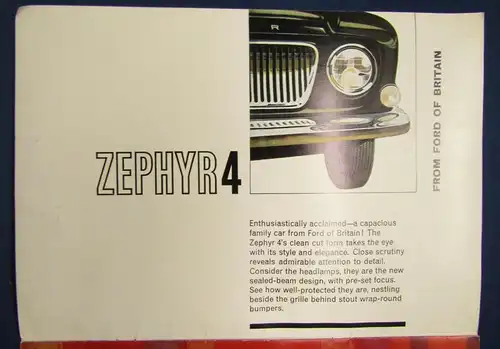 Original Broschur Ford Zephyr um 1964 selten Automobil KFZ Technik Oldtimer js