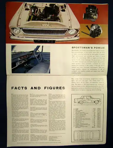 Original Broschur Ford Zephyr um 1964 selten Automobil KFZ Technik Oldtimer js