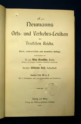 Broesike Neumanns Orts-und Verkehrs-Lexikon des deutschen Reiches 1905 js