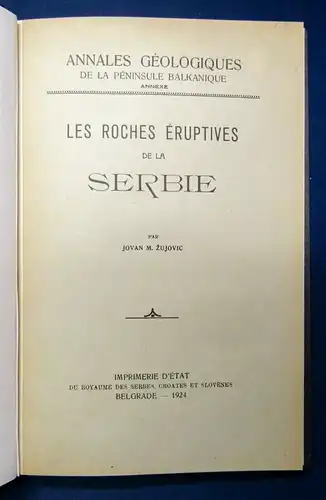 Les Roches Eruptives De La Serbie 1924 Die eruptischen von Felsen Serbien js