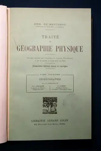 Martonne Traite De Geographie Physique 1932 Abhandlung über phys. Geographie js