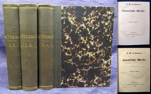 Thümmels Sämmtliche Werke 1-8 komplett in 3 Bde 1853 Belletristik Klassiker js