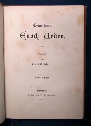 Eichholz Tennysons Enoch Arden 1887 Klassiker Lyrik Belletristik Ballade js