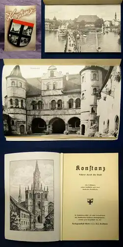 Konstanz Führer durch die Stadt Mit 14 Bildern, Stadtplan 1951 Badem-Württ. js
