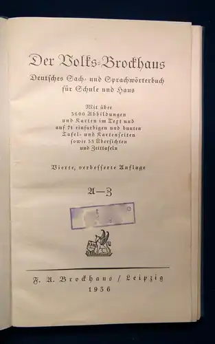 Der Volks-Brockhaus 1936 Verkaufsmusterbuch Vertreter-Muster Lexika js