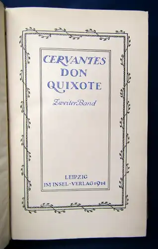 Cervantes de Miguel Don Quixote 1914 Im Insel- Verlag 3 Bde. Klassiker js