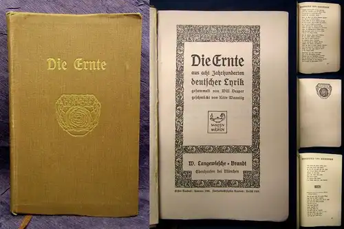 Vesper Die ernste aus acht Jahrhunderten deutscher Lyrik 1909 Belletristik js