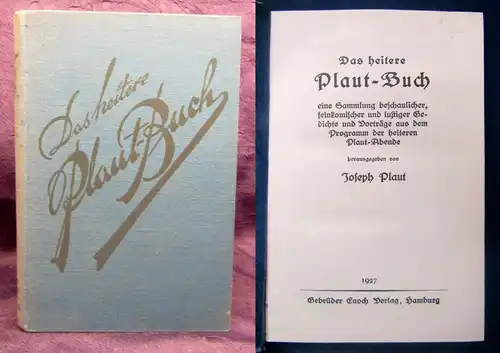 Plaut Das heitere Plaut- Buch 1927 Sammlung lustiger Gedichte u. Vorträge js
