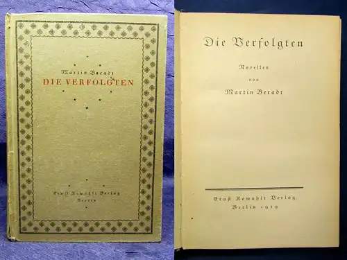 Beradt Die Verfolgten 1919 Novellen EA selten Belletristik Literatur Lyrik js