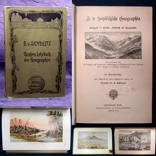 Oehlmann Seydlitzsche Geographie  Ausgabe C: Großes Lehrbuch 1902 9 Tafeln js
