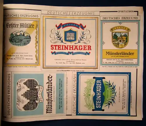 Umfangreiches Katalog-Fragment zu Wein, Spirituosen 1935 sehr selten js