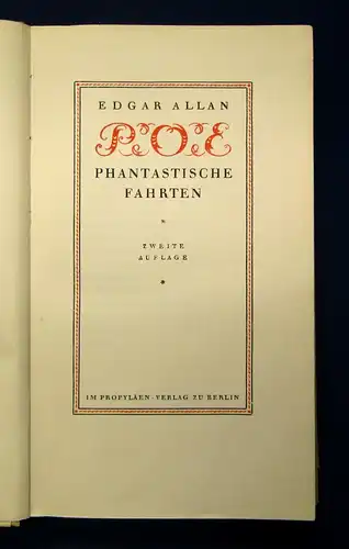 Poe Phantastische Fahrten 5. Bd. apart o.J. Belletristik Literatur Lyrik mb