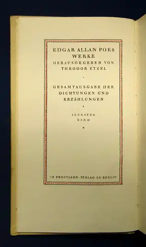 Poe Scherz- und Spottgeschichten 6. Bd. apart o.J. Belletristik Literatur mb