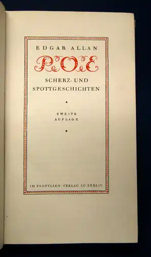 Poe Scherz- und Spottgeschichten 6. Bd. apart o.J. Belletristik Literatur mb