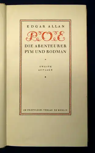 Poe Die Abenteurer Pym und Rodman 4. Bd. apart o.J. Belletristik Klassiker mb