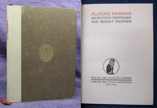 Kassner Platons Phaidon 1915 Belletristik Klassiker Literatur Lyrik Gedichte mb