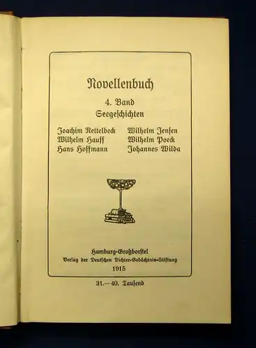 Seegeschichten 15. Band und 4. Band 1915 Belletristik Literatur Lyrik Gedicht mb