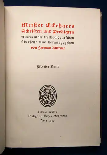 Büttner Edeharts Schriften und Predigten 1917, 2 Bde. kompl. Belletristik  mb
