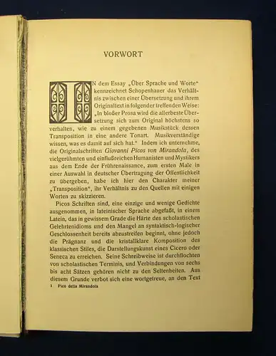 Mirandola Ausgewählte Schriften 1905 Belletristik Klassiker Literatur Lyrik mb