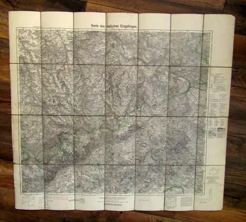 Karte vom östlichen Erzgebirge 1931 Kultur Wandern Natur Geografie 76x 28 cm js