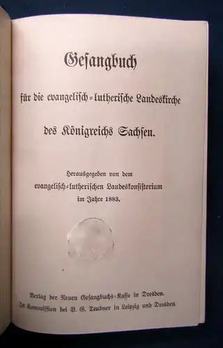 Gesangbuch des Königreichs Sachsen 1883 Religion Christentum Gesellschaft mb