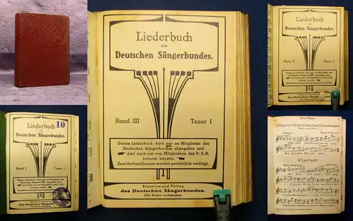 Liederbuch des deutschen Sängerbundes 3Bde. in 1 Buch Tenor o.J. mb