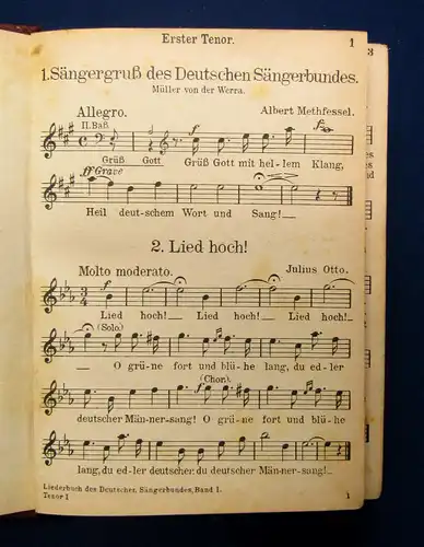 Liederbuch des deutschen Sängerbundes 3Bde. in 1 Buch Tenor o.J. mb