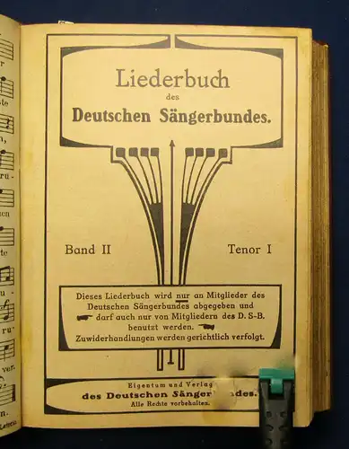 Liederbuch des deutschen Sängerbundes 3Bde. in 1 Buch Tenor o.J. mb