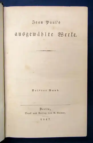 Jean Pauls ausgewählte Werke 1847 Bd. 1-14(von 16) Lyrik Klassiker js